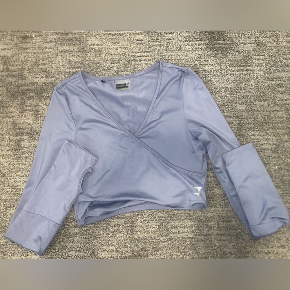 Gymshark light blue long sleeve wrap crop top